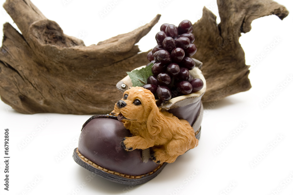 Obraz premium Keramik Schuh mit Hund