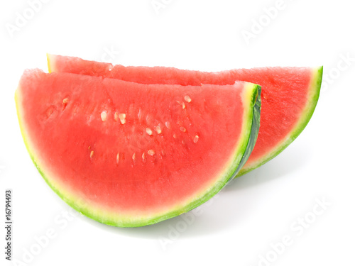Two slice of water-melon on white background