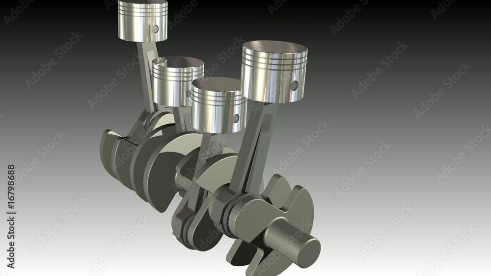 HD animation of four cylinder straight engine HD animation of four cylinder straight engine