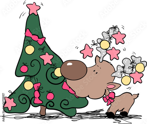 reindeer eating christmas tree
