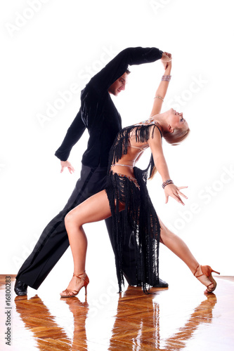 dancers in ballroom against white background photo