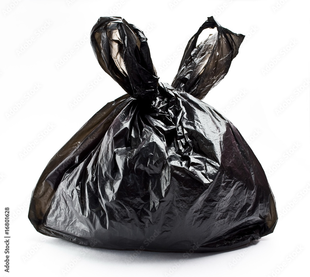 Fotografie Tied black rubbish bag