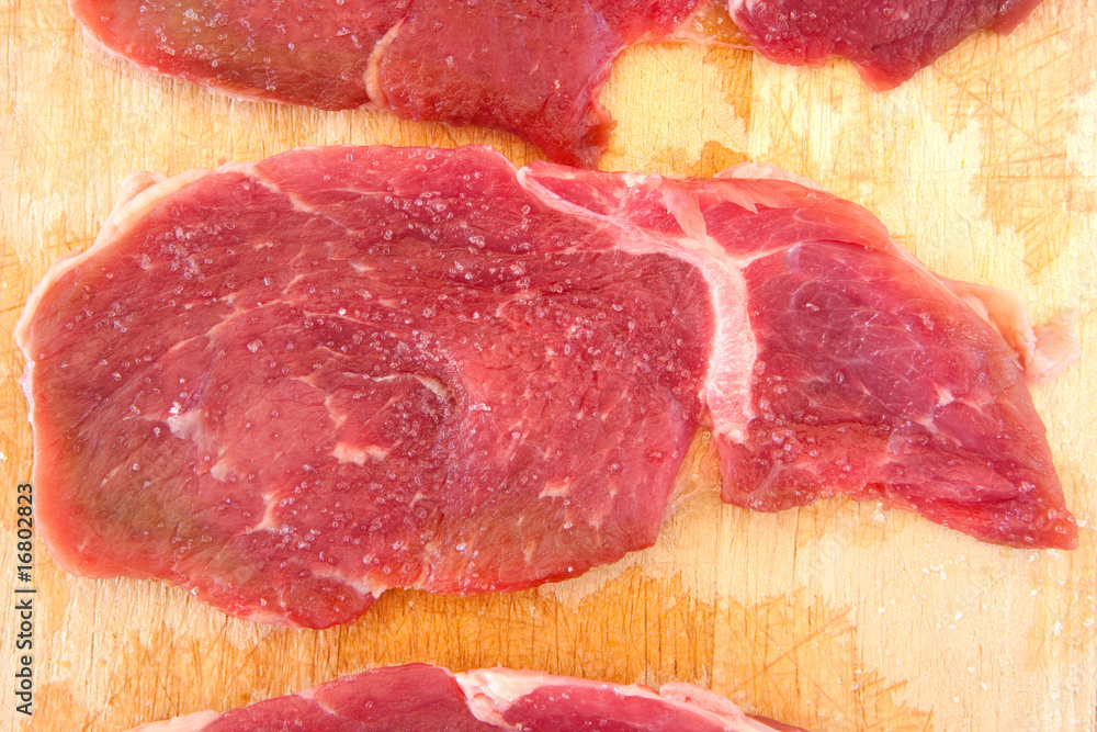 Steaks raw salted pork Steaks raw salted pork