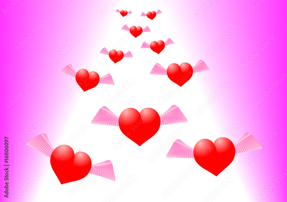 Winged red hearts Winged red hearts