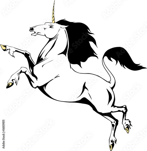 vector illustration of a unicorn white horse