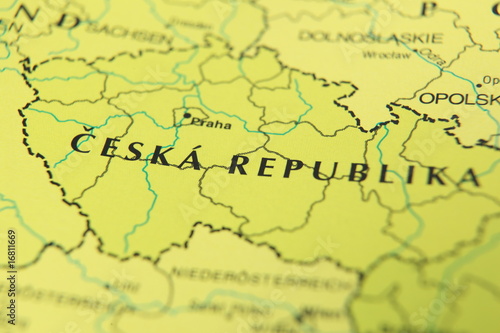 Photography Czech republic as a travel destination on a map