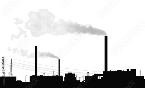 Silhouette of a factory.