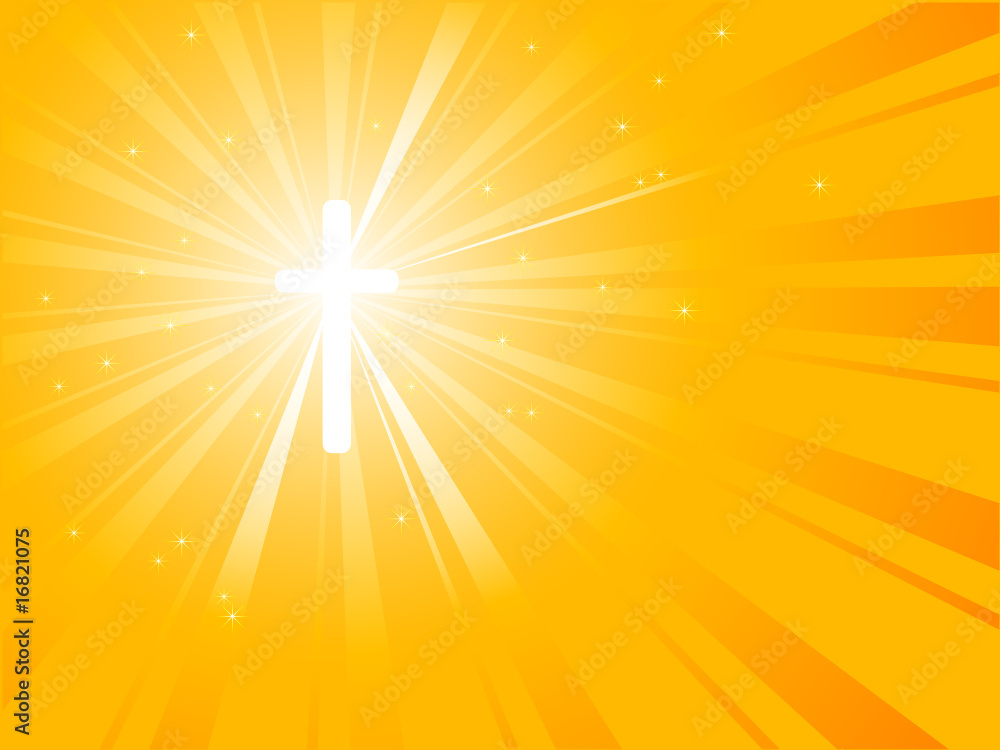 Silhouette of cross with sunburst from his energy Silhouette of cross with sunburst from his energy