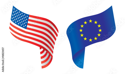 Flags of USA and Europe