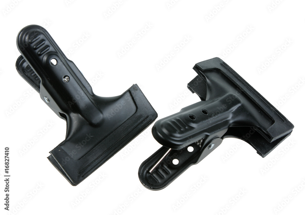 Group of two black big clips. Group of two black big clips.