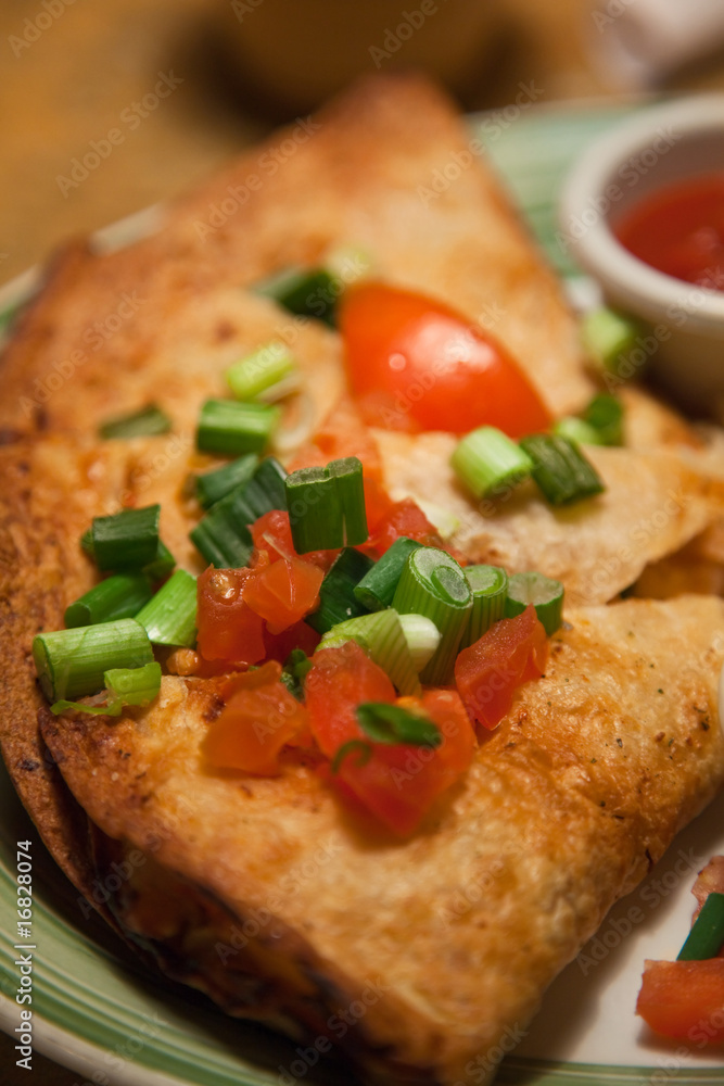 Chicken quesadilla - close up Chicken quesadilla - close up
