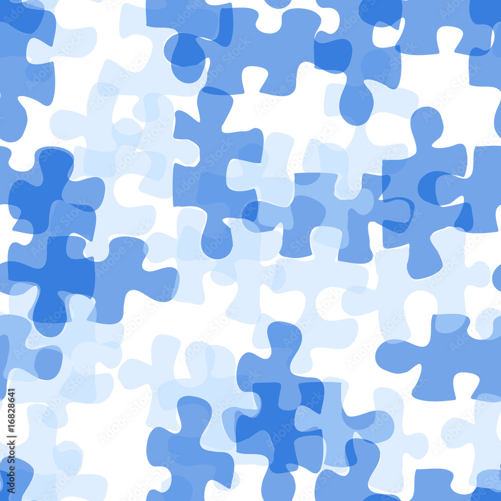 Seamless puzzle blue vector pattern
