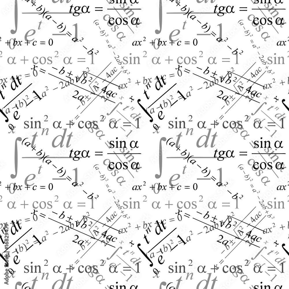 Seamlessly vector wallpaper mathematics on white Seamlessly vector wallpaper mathematics on white