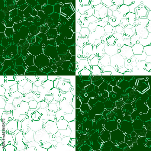 Seamlessly wallpaper chemistry scribbles on green blackboard