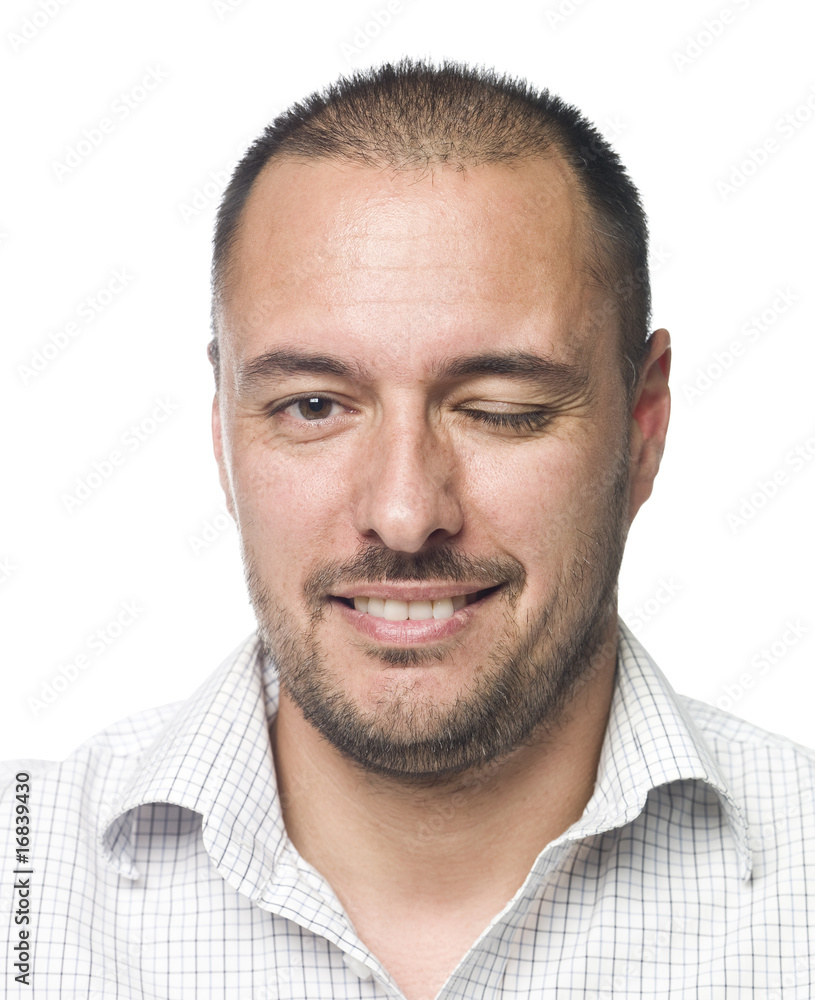 Fototapeta premium Portrait of a man with one eye closed