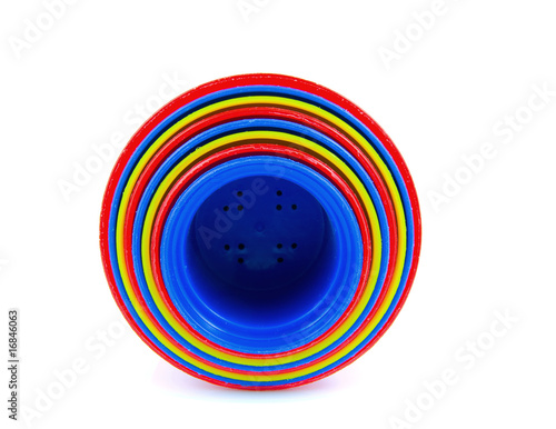 colorful circles together over white background photo