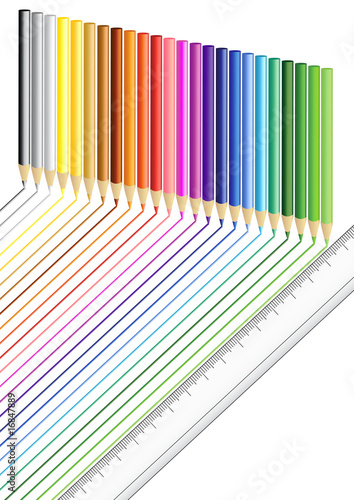 matite colorate con righello