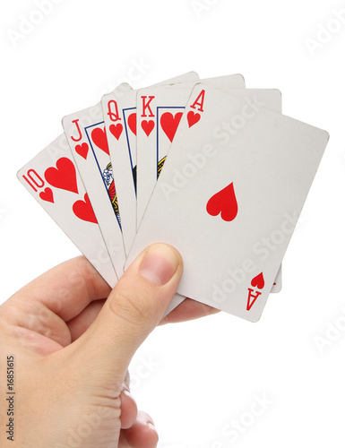 Hand holding a Royal Flush. I´ve got more poker images
