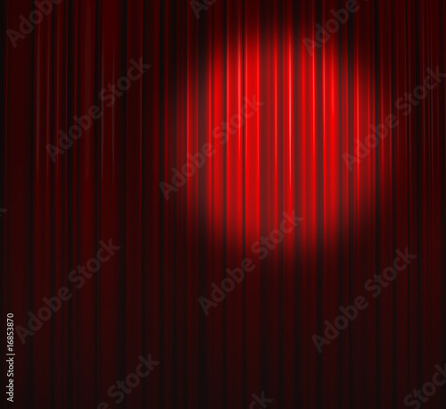 Deep Red Curtain With Small Spot Top Right