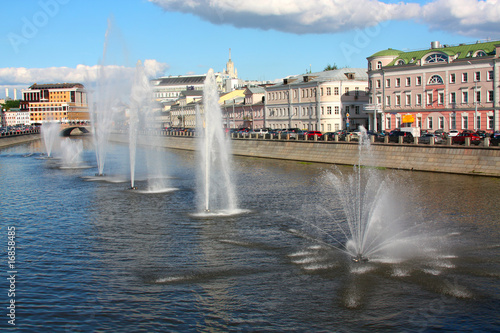 Water fountains in the middle of the river