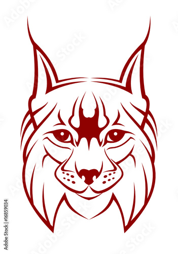 Head of lynx as a mascot isolated on white