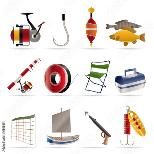 Fishing and holiday icons - vector icon set