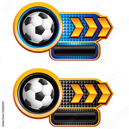 Soccer ball checkered arrow advertisement