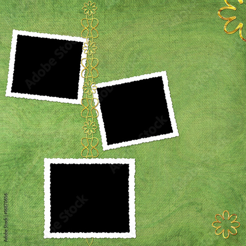 Green abstract background with frames