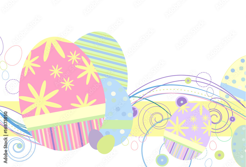 Easter Eggs in Traditional Pastels on a white background