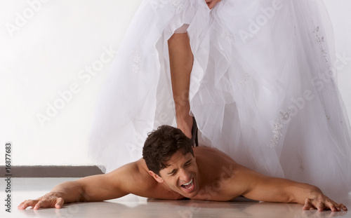 man crushed stressed by wife dominated marriage