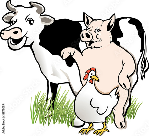 Kuh, schwein. huhn