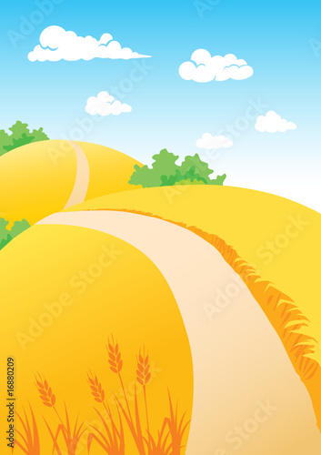 Landscape with wheat fields