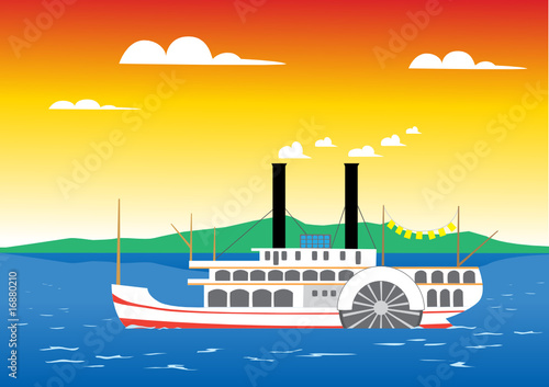 Paddle steamer on the river