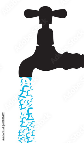 vector tap with dollars dripping out