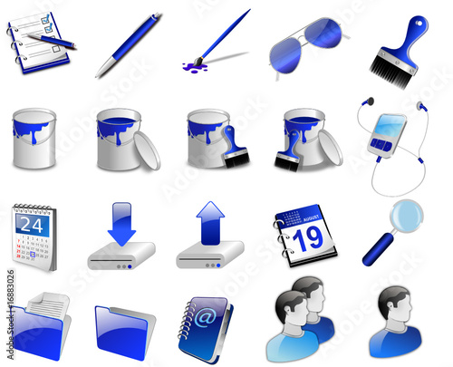 3D Iconset blau