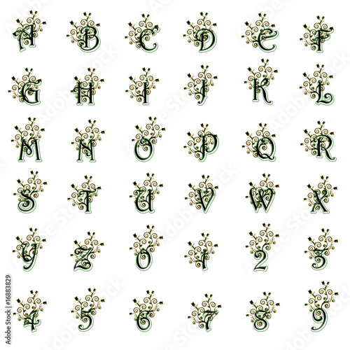 Letters and numbers, flower