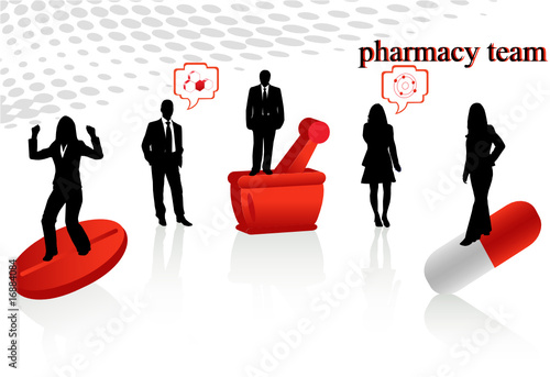 Illustration of pharmacy team