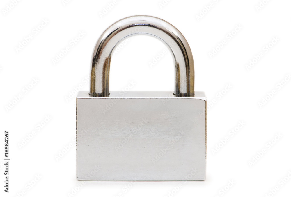 Silver padlock isolated on the white background Silver padlock isolated on the white background