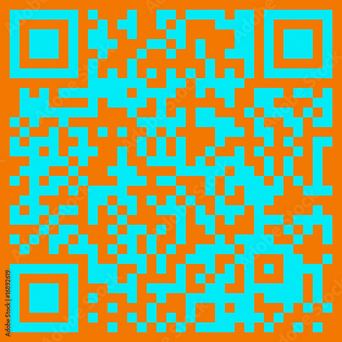 Code barre à deux dimensions orange bleu