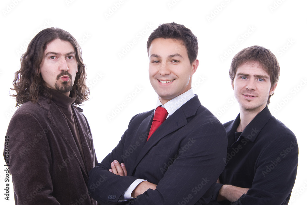 three happy business men together as a team three happy business men together as a team