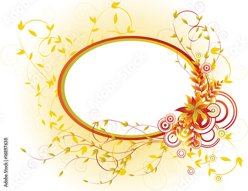 Autumn floral frame with yellow leaves