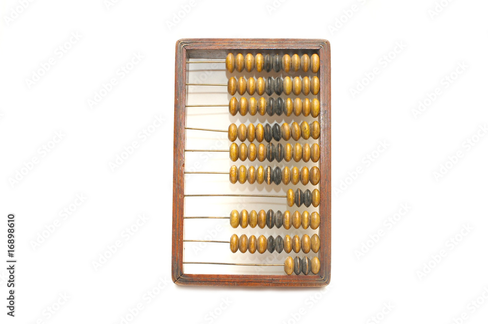old abacus on white isolated background old abacus on white isolated background