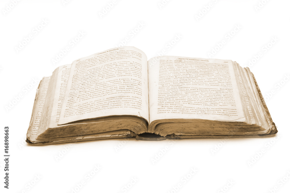 Old open book isolated on white Old open book isolated on white