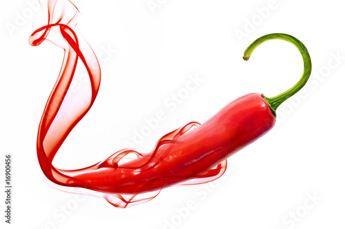 Платно red hot chili pepper with smoke on white