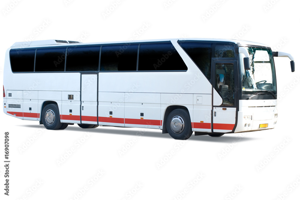 Tour bus. Isolated on white background with clipping path.