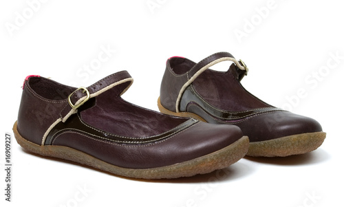 Pair of childish casual broun shoes