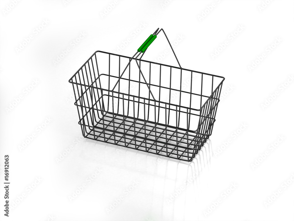 3D empty shopping basket on white background 3D empty shopping basket on white background