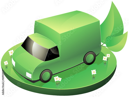 Camionnette verte écologique (détouré)