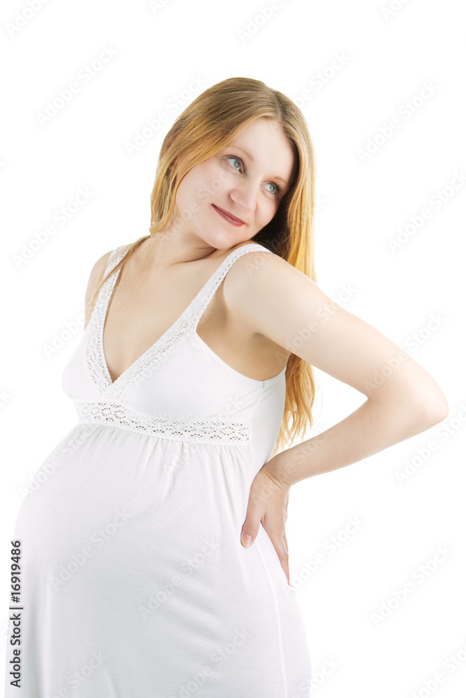 relaxing young pretty nice pregnant blonde isolated on white relaxing young pretty nice pregnant blonde isolated on white