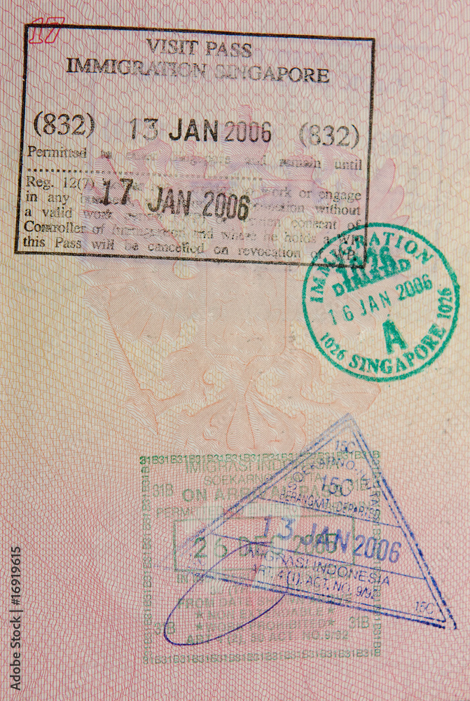 passport with singaporean stamps